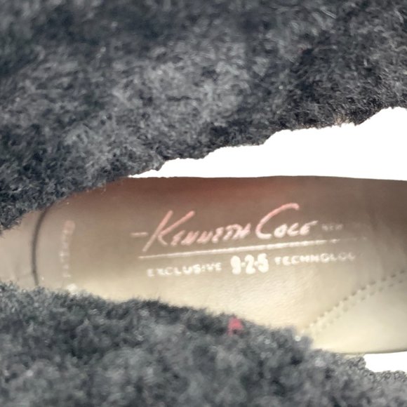 KENNETH COLE NY Mason Black Leather Fold Over Faux Fur Booties - Picture 5 of 11